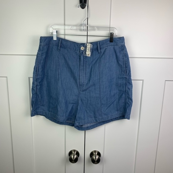 NWT Madewell Size 32 Pintuck Denim Shorts Chambray - Picture 5 of 6